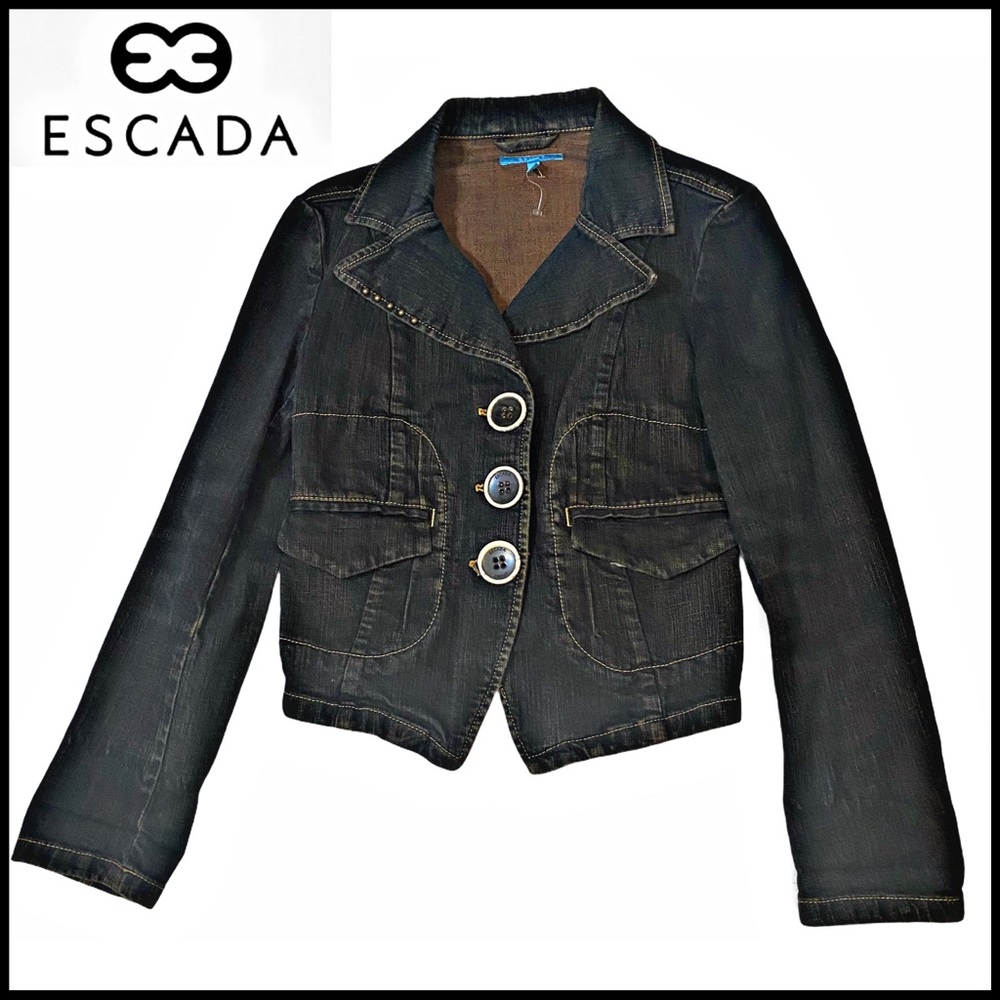 NWOT VINTAGE EXCELLENT ESCADA SPORT JEAN JACKET 40 IT - Picture 1 of 9